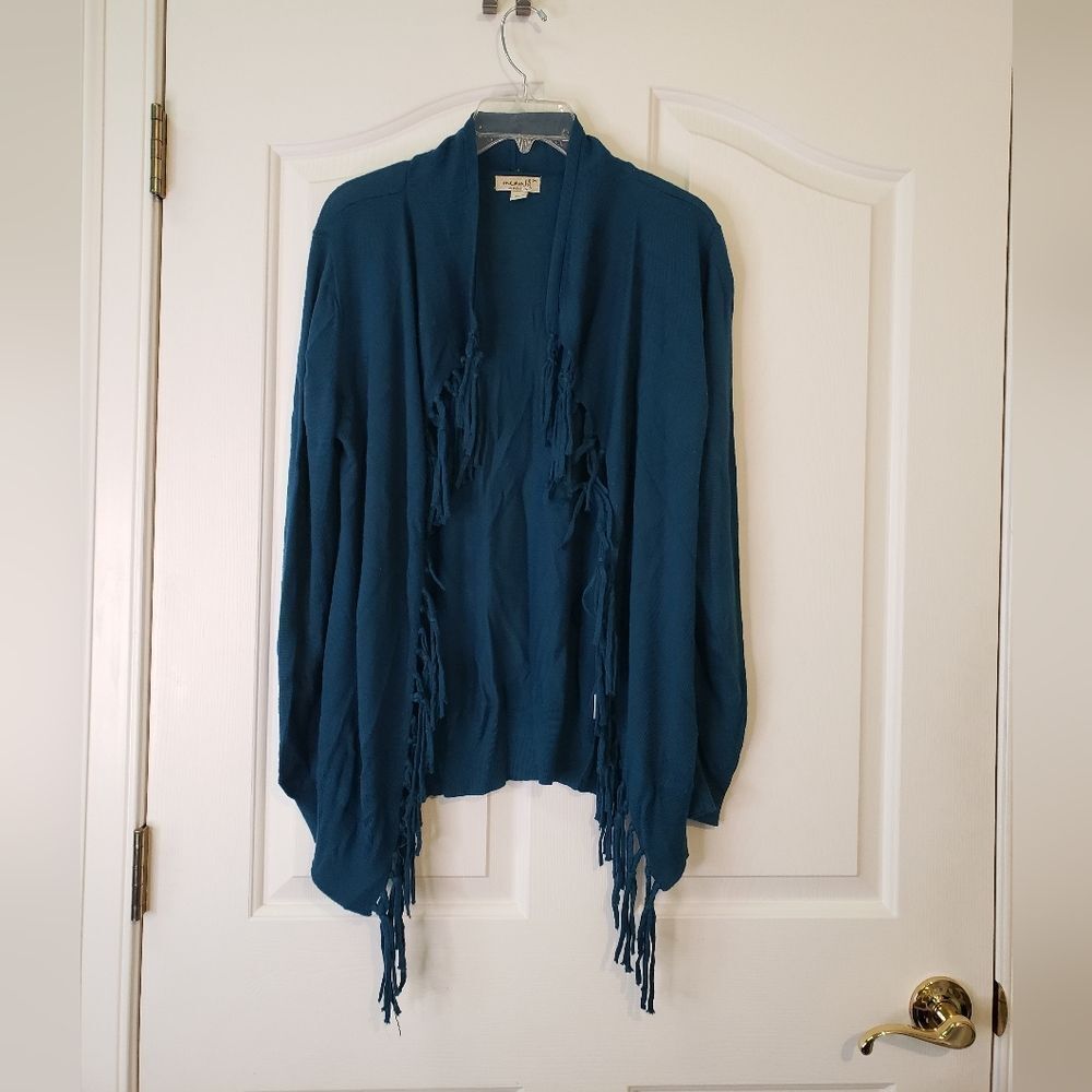 ONE WORLD Teal Fringe Cardigan